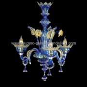 【MURANO GLASS CHANDELIERS】イタリア・ヴェネチアンガラスシャンデリア3灯「CARINE」（W490×H600mm）