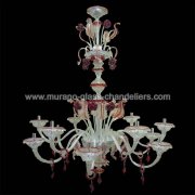【MURANO GLASS CHANDELIERS】イタリア・ヴェネチアンガラスシャンデリア12灯「EMMA」（W1100×H1400mm）