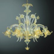 【MURANO GLASS CHANDELIERS】イタリア・ヴェネチアンガラスシャンデリア6灯「FENICE」（W900×H750mm）