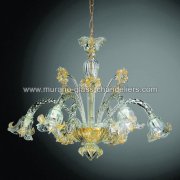 【MURANO GLASS CHANDELIERS】イタリア・ヴェネチアンガラスシャンデリア6灯「FLORA」（W800×H650mm）