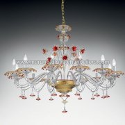 【MURANO GLASS CHANDELIERS】イタリア・ヴェネチアンガラスシャンデリア12灯「FLORENZA」（W1450×H740mm）