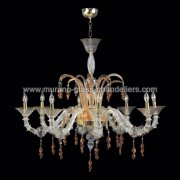 【MURANO GLASS CHANDELIERS】イタリア・ヴェネチアンガラスシャンデリア8灯「FREYA」（W1000×H900mm）