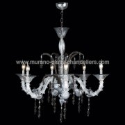 【MURANO GLASS CHANDELIERS】イタリア・ヴェネチアンガラスシャンデリア6灯「FREYA」（W900×H850mm）