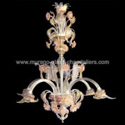【MURANO GLASS CHANDELIERS】イタリア・ヴェネチアンガラスシャンデリア6灯「GISELLA」（W800×H1200mm）