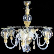 【MURANO GLASS CHANDELIERS】イタリア・ヴェネチアンガラスシャンデリア6灯「GLORIA」（W800×H800mm）