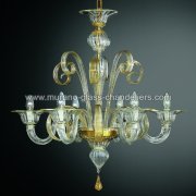 【MURANO GLASS CHANDELIERS】イタリア・ヴェネチアンガラスシャンデリア6灯「GOLDONI」（W750×H750mm）