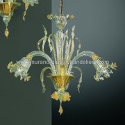 【MURANO GLASS CHANDELIERS】イタリア・ヴェネチアンガラスシャンデリア3灯「MORI」（W600×H600mm）