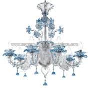 【MURANO GLASS CHANDELIERS】イタリア・ヴェネチアンガラスシャンデリア6灯「NADA」（W800×H900mm）