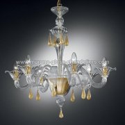 【MURANO GLASS CHANDELIERS】イタリア・ヴェネチアンガラスシャンデリア6灯「PRASSEDE」（W740×H750mm）