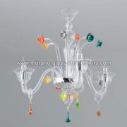 【MURANO GLASS CHANDELIERS】イタリア・ヴェネチアンガラスシャンデリア3灯「AMANDA」（W550×H600mm）