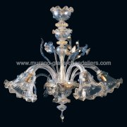 【MURANO GLASS CHANDELIERS】イタリア・ヴェネチアンガラスシャンデリア5灯「BESSIE」（W800×H750mm）