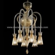 【MURANO GLASS CHANDELIERS】イタリア・ヴェネチアンガラスシャンデリア6灯「CALLISTO」（W520×H720mm）