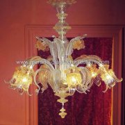 【MURANO GLASS CHANDELIERS】イタリア・ヴェネチアンガラスシャンデリア6灯「ELLESSE」（W850×H800mm）