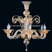 【MURANO GLASS CHANDELIERS】イタリア・ヴェネチアンガラスシャンデリア6灯「IMA」（W800×H800mm）