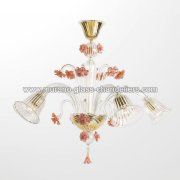 【MURANO GLASS CHANDELIERS】イタリア・ヴェネチアンガラスシャンデリア5灯「MEGAN」（W850×H800mm）<img class='new_mark_img2' src='https://img.shop-pro.jp/img/new/icons1.gif' style='border:none;display:inline;margin:0px;padding:0px;width:auto;' />