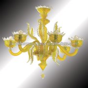 【MURANO GLASS CHANDELIERS】イタリア・ヴェネチアンガラスシャンデリア6灯「TOPAZIO」（W850×H750mm）<img class='new_mark_img2' src='https://img.shop-pro.jp/img/new/icons1.gif' style='border:none;display:inline;margin:0px;padding:0px;width:auto;' />