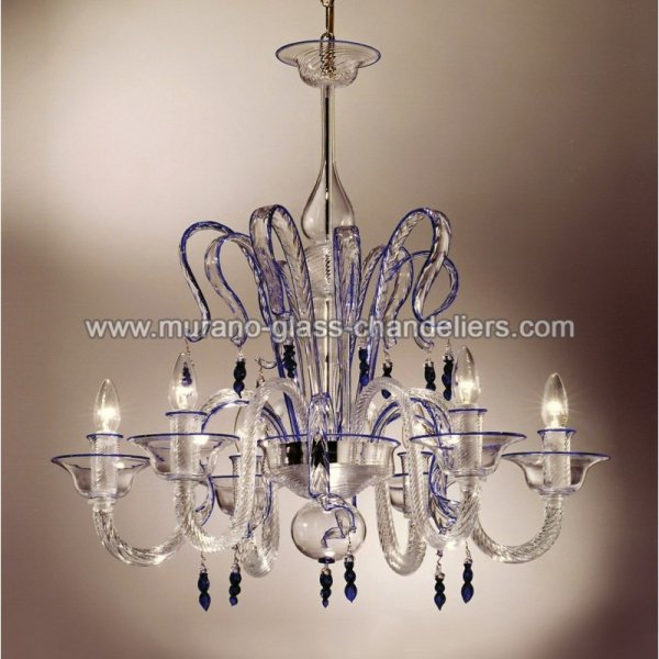 MURANO GLASS CHANDELIERSۥꥢͥ󥬥饹ǥꥢ6ZAFFIROסW720H700mm