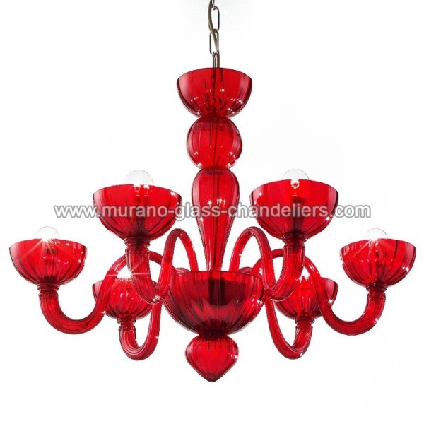 MURANO GLASS CHANDELIERSۥꥢͥ󥬥饹ǥꥢ6REDENTOREסW700H510mm