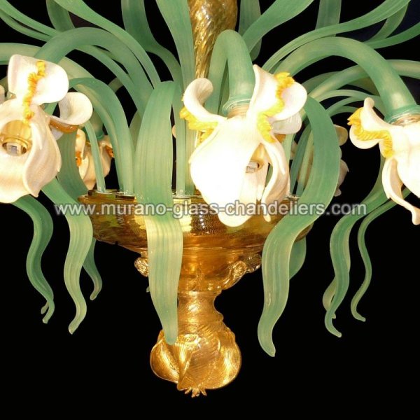 MURANO GLASS CHANDELIERSۥꥢͥ󥬥饹󥰥饤12IRIS BIANCOסW1100H600mm