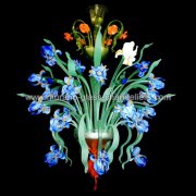 【MURANO GLASS CHANDELIERS】イタリア・ヴェネチアンガラスシャンデリア24灯「IRIS BLU」（W900×H1200mm）