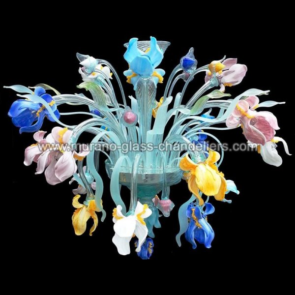 MURANO GLASS CHANDELIERSۥꥢͥ󥬥饹󥰥饤16IRIS COLORATIסW1100H600mm