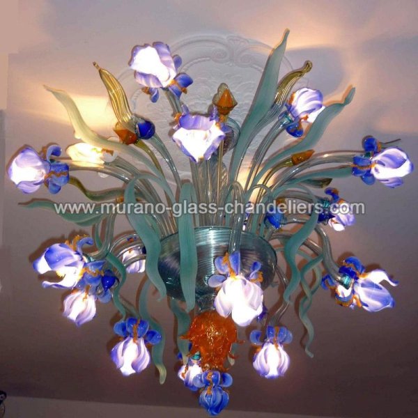 MURANO GLASS CHANDELIERSۥꥢͥ󥬥饹󥰥饤16IRIS DI LUCEסW1100H600mm