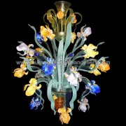【MURANO GLASS CHANDELIERS】イタリア・ヴェネチアンガラスシャンデリア24灯「IRIS DI VAN GOGH」（W900×H1200mm）