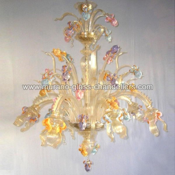 MURANO GLASS CHANDELIERSۥꥢͥ󥬥饹ǥꥢ6IRIS DORATOסW850H1100mm