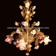 【MURANO GLASS CHANDELIERS】イタリア・ヴェネチアンガラスシャンデリア5灯「ROSASPINA」（W700×H850mm）<img class='new_mark_img2' src='https://img.shop-pro.jp/img/new/icons1.gif' style='border:none;display:inline;margin:0px;padding:0px;width:auto;' />