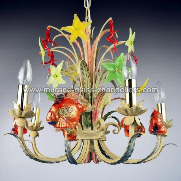 MURANO GLASS CHANDELIERSۥꥢͥ󥬥饹ǥꥢ5CORALLOסW500H500mm