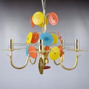 【MURANO GLASS CHANDELIERS】イタリア・ヴェネチアンガラスシャンデリア5灯「DISCO D'ORO」（W400×H450mm）<img class='new_mark_img2' src='https://img.shop-pro.jp/img/new/icons1.gif' style='border:none;display:inline;margin:0px;padding:0px;width:auto;' />