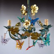【MURANO GLASS CHANDELIERS】イタリア・ヴェネチアンガラスシャンデリア4灯「FARFALLE」（W500×H450mm）<img class='new_mark_img2' src='https://img.shop-pro.jp/img/new/icons1.gif' style='border:none;display:inline;margin:0px;padding:0px;width:auto;' />