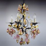 【MURANO GLASS CHANDELIERS】イタリア・ヴェネチアンガラスシャンデリア5灯「GRAPPOLI」（W500×H600mm）<img class='new_mark_img2' src='https://img.shop-pro.jp/img/new/icons1.gif' style='border:none;display:inline;margin:0px;padding:0px;width:auto;' />
