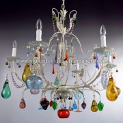 【MURANO GLASS CHANDELIERS】イタリア・ヴェネチアンガラスシャンデリア6灯「MELA BIANCA」（W850×H850mm）<img class='new_mark_img2' src='https://img.shop-pro.jp/img/new/icons1.gif' style='border:none;display:inline;margin:0px;padding:0px;width:auto;' />