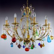【MURANO GLASS CHANDELIERS】イタリア・ヴェネチアンガラスシャンデリア8灯「MELA D'ORO」（W850×H850mm）