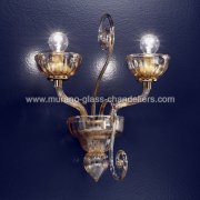 【MURANO GLASS CHANDELIERS】イタリア・ヴェネチアンガラスウォールライト2灯「BASSANIO」（W400×D220×H380mm）<img class='new_mark_img2' src='https://img.shop-pro.jp/img/new/icons1.gif' style='border:none;display:inline;margin:0px;padding:0px;width:auto;' />