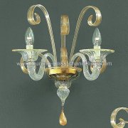 【MURANO GLASS CHANDELIERS】イタリア・ヴェネチアンガラスウォールライト2灯「GOLDONI」（W450×H450mm）<img class='new_mark_img2' src='https://img.shop-pro.jp/img/new/icons1.gif' style='border:none;display:inline;margin:0px;padding:0px;width:auto;' />