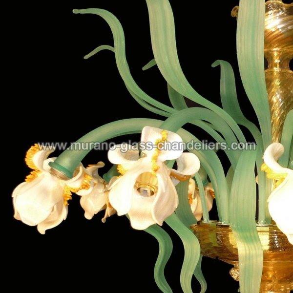 MURANO GLASS CHANDELIERSۥꥢͥ󥬥饹饤5IRIS BIANCOסW300H350mm