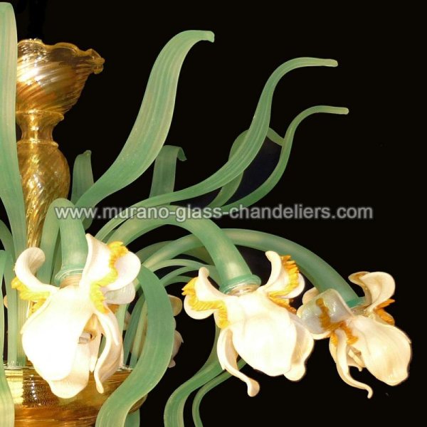 MURANO GLASS CHANDELIERSۥꥢͥ󥬥饹饤5IRIS BIANCOסW300H350mm