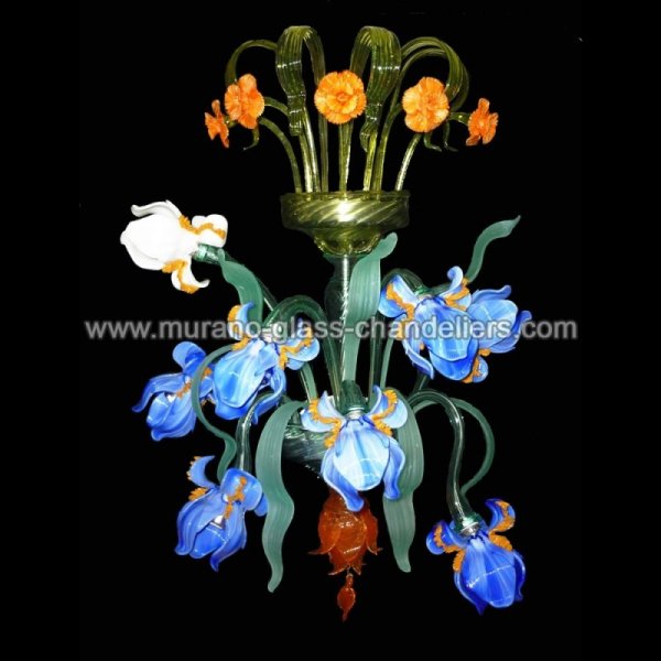 MURANO GLASS CHANDELIERSۥꥢͥ󥬥饹饤8IRIS BLUסW500H700mm