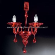 【MURANO GLASS CHANDELIERS】イタリア・ヴェネチアンガラスウォールライト2灯「STIGE」（W300×D250×H480mm）<img class='new_mark_img2' src='https://img.shop-pro.jp/img/new/icons1.gif' style='border:none;display:inline;margin:0px;padding:0px;width:auto;' />