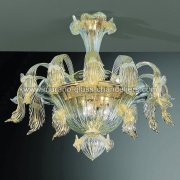 【MURANO GLASS CHANDELIERS】イタリア・ヴェネチアンガラスシーリングライト6灯「ACCADEMIA」（W580×H530mm）