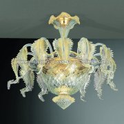 【MURANO GLASS CHANDELIERS】イタリア・ヴェネチアンガラスシーリングライト6灯「CANAL GRANDE」（W580×H530mm）