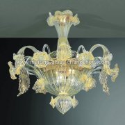 【MURANO GLASS CHANDELIERS】イタリア・ヴェネチアンガラスシーリングライト6灯「FLORA」（W580×H530mm）
