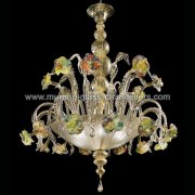 【MURANO GLASS CHANDELIERS】イタリア・ヴェネチアンガラスシーリングライト6灯「SAN CLEMENTE」（W1050×H1200mm）