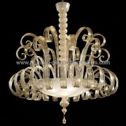 【MURANO GLASS CHANDELIERS】イタリア・ヴェネチアンガラスシーリングライト6灯「SILVIA」（W1050×H1200mm）<img class='new_mark_img2' src='https://img.shop-pro.jp/img/new/icons1.gif' style='border:none;display:inline;margin:0px;padding:0px;width:auto;' />