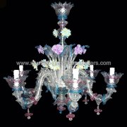 【MURANO GLASS CHANDELIERS】イタリア・ヴェネチアンガラスシャンデリア6灯「BERENICE」（W850×H750mm）