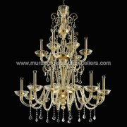 【MURANO GLASS CHANDELIERS】イタリア・ヴェネチアンガラスシャンデリア18灯「RE MIDA」（W1300×H1500mm）<img class='new_mark_img2' src='https://img.shop-pro.jp/img/new/icons1.gif' style='border:none;display:inline;margin:0px;padding:0px;width:auto;' />