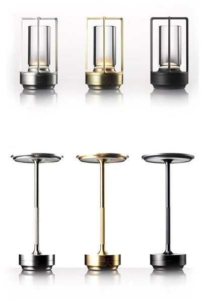 デザイン照明　テーブルランプ　USB充電式　ブラック／ゴールド／シルバー（W97×H170mm） 