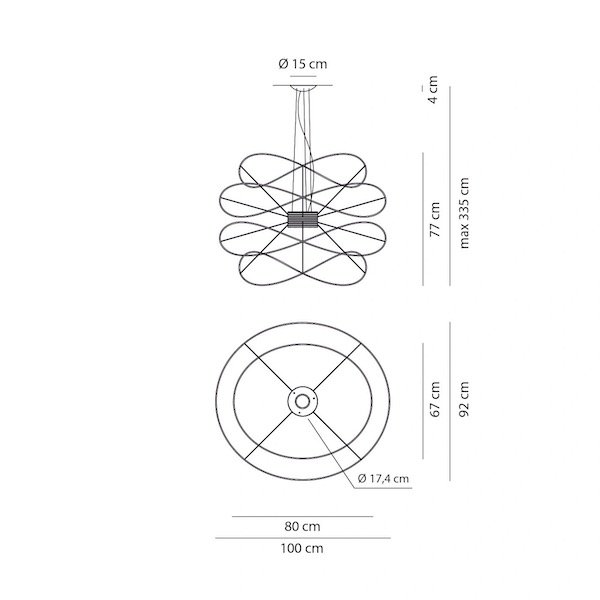 Axolight ꥢƥꥢHoops SP4Schwarz (W1000D920H770mm) 